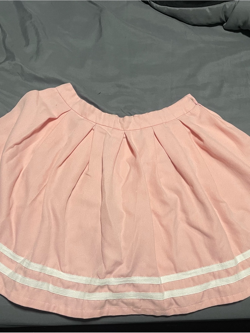 Hot Topic Light Pink Circle Skirt with White Hem Stripes